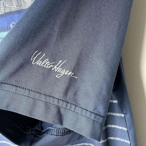 WALTER HAGEN Shirt Mens Small S Navy Blue Stripe Performance Polo Golf - Picture 3 of 8